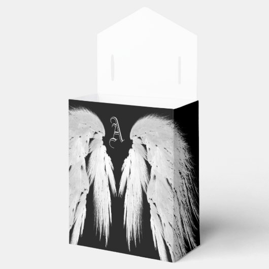 ANGEL WINGS Grey Touch Feathers Custom Monogram Bedankdoosjes (Geopend)