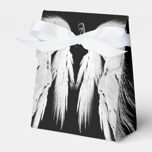 ANGEL WINGS Grey Touch Feathers Custom Monogram Bedankdoosjes (Voorkant Zijde)