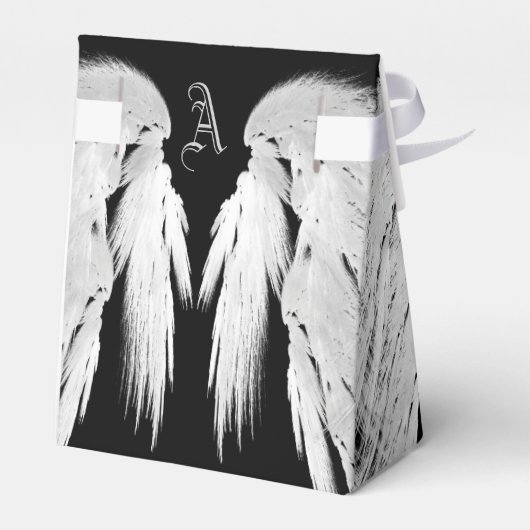 ANGEL WINGS Grey Touch Feathers Custom Monogram Bedankdoosjes (Achterkant)