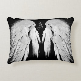 ANGEL WINGS Grey Touch Feathers Custom Monogram Decoratief Kussen