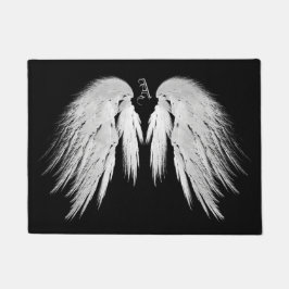 ANGEL WINGS Grey Touch Feathers Custom Monogram Deurmat