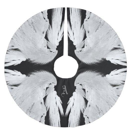 ANGEL WINGS Grey Touch Feathers Custom Monogram Kerstboom Rok (Voorkant)