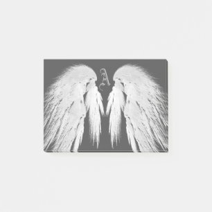 ANGEL WINGS Grey Touch Feathers Custom Monogram Post-it® Notes