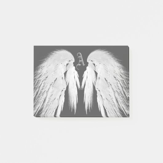 ANGEL WINGS Grey Touch Feathers Custom Monogram Post-it® Notes (Voorkant)
