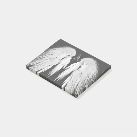 ANGEL WINGS Grey Touch Feathers Custom Monogram Post-it® Notes (Schuin)