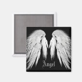 ANGEL WINGS Grey Touch Feathers Custom Name Magneet (Voorkant / Achterkant)