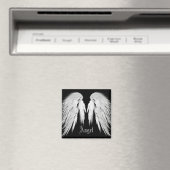 ANGEL WINGS Grey Touch Feathers Custom Name Magneet (Insitu (Vaatwasser))