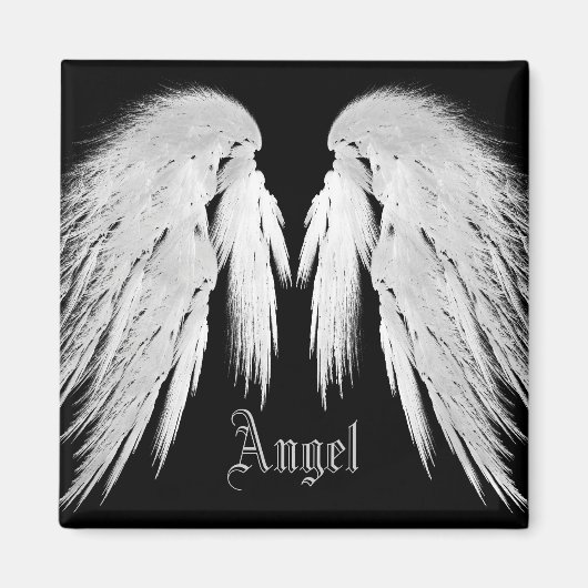 ANGEL WINGS Grey Touch Feathers Custom Name Magneet (Voorkant)