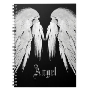 ANGEL WINGS Grey Touch Feathers Custom Name Notitieboek