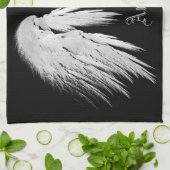 ANGEL WINGS Grey Touch Feathers Custom Name Theedoek (Gevouwen)