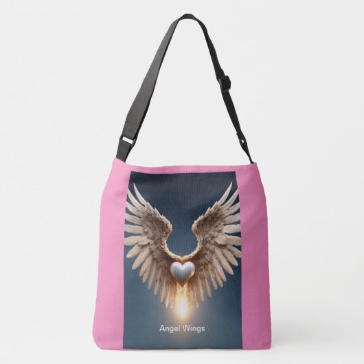 Angel Wings Grote Cross-Body Canvas tas Met Roze B (Achterkant)