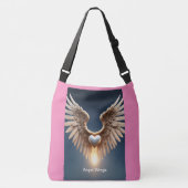 Angel Wings Grote Cross-Body Canvas tas Met Roze B (Voorkant)
