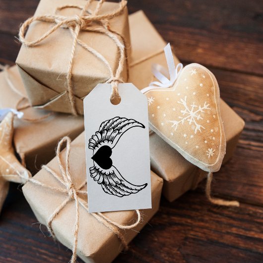 Angel Wings Hart Hout Rubber Stamp Rubberstempel