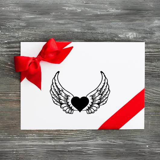 Angel Wings Hart Hout Rubber Stamp Rubberstempel