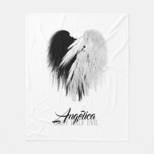 ANGEL WINGS HEART Black+White Slechts een half boz Fleece Deken