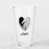 ANGEL WINGS HEART Black+White Slechts een half boz Glas (Voorkant)
