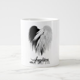 ANGEL WINGS HEART Black+White Slechts een half boz Grote Koffiekop