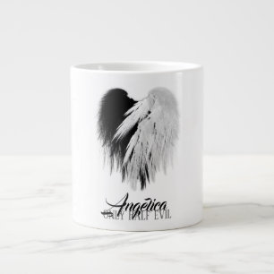 ANGEL WINGS HEART Black+White Slechts een half boz Grote Koffiekop