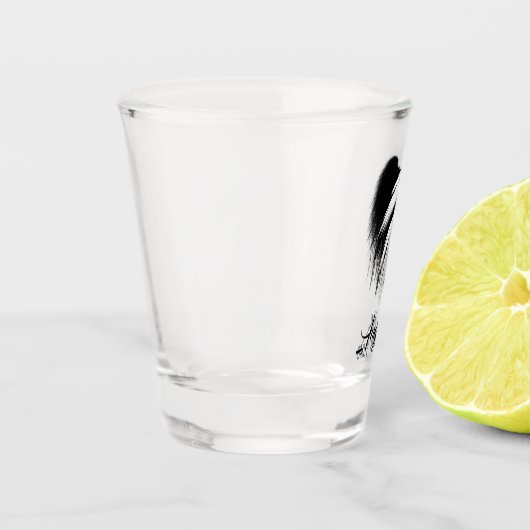 ANGEL WINGS HEART Black+White Slechts een half boz Shot Glas (Links)