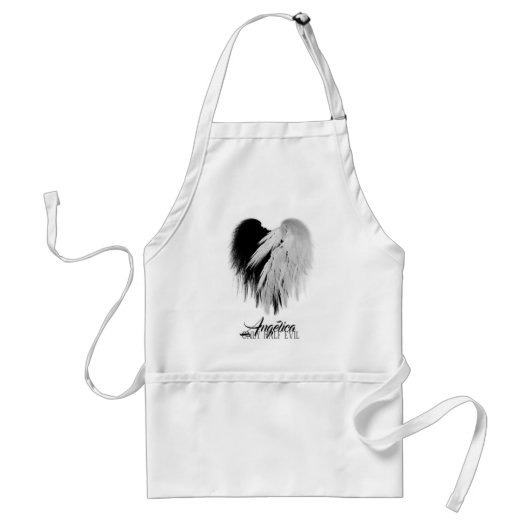 ANGEL WINGS HEART Black+White Slechts een half boz Standaard Schort (Voorkant)