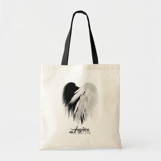 ANGEL WINGS HEART Black+White Slechts een half boz Tote Bag (Voorkant)