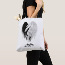 ANGEL WINGS HEART Black+White Slechts een half boz Tote Bag