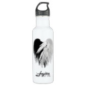 ANGEL WINGS HEART Black+White Slechts een half boz Waterfles (Voorkant)