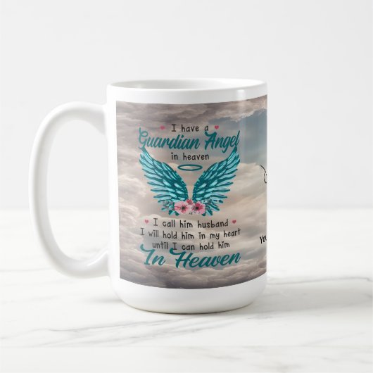 Angel Wings Husband Memorial Custom Mug Koffiemok (Links)