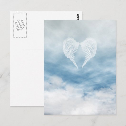 Angel Wings in Cloudy Blue Sky Briefkaart (Voorkant / Achterkant)