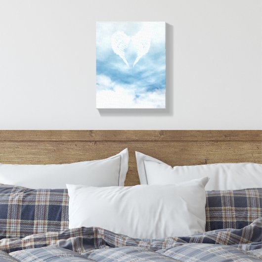 Angel Wings in Cloudy Blue Sky Canvas Afdruk (Insitu (Slaapkamer))