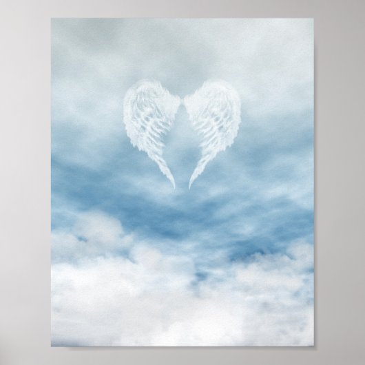 Angel Wings in Cloudy Blue Sky Poster (Voorkant)