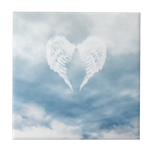 Angel Wings in Cloudy Blue Sky Tegeltje (Voorkant)