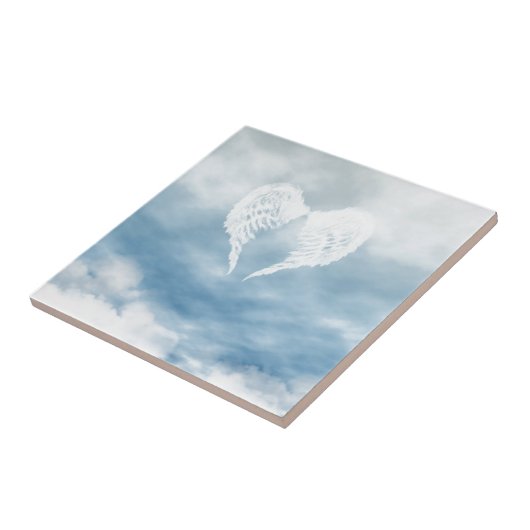 Angel Wings in Cloudy Blue Sky Tegeltje (Zijkant)