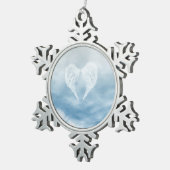 Angel Wings in Cloudy Blue Sky Tin Sneeuwvlok Ornament (Rechts)