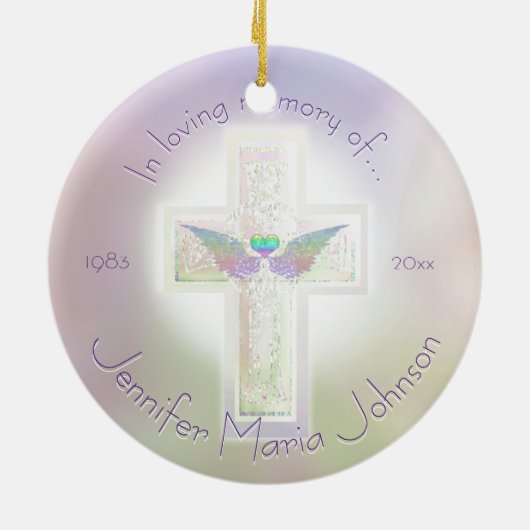 Angel Wings Memorial Custom Keramisch Ornament (Achterkant)
