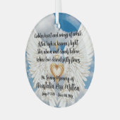 Angel Wings Memorial Design with Golden Heart  Glas Ornament (Voorkant links)
