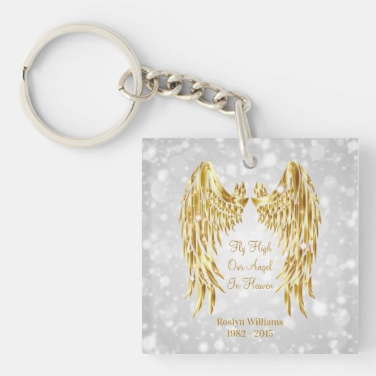 Angel Wings Memorial Loss of Loved One Photo Sleutelhanger (Voorkant)