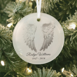 Angel Wings Memorial Loved One Kerstmis Glas Ornament