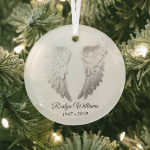 Angel Wings Memorial Loved One Kerstmis Glas Ornament