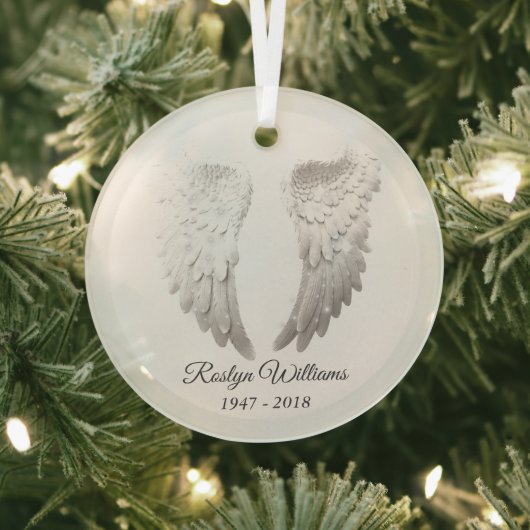 Angel Wings Memorial Loved One Kerstmis Glas Ornament (Insitu)
