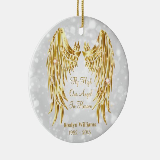 Angel Wings Memorial Loved One Kerstmis Keramisch Ornament (Rechts)