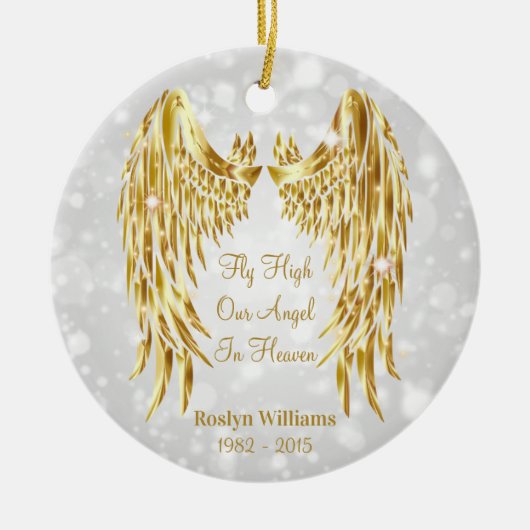 Angel Wings Memorial Loved One Kerstmis Keramisch Ornament (Voorkant)
