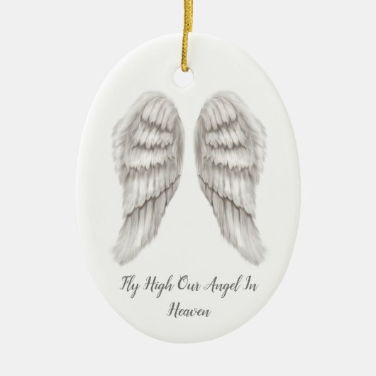 Angel Wings Memorial Loved One Kerstmis Keramisch Ornament (Voorkant)