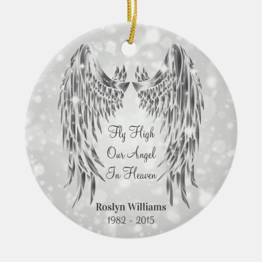 Angel Wings Memorial Loved One Kerstmis Keramisch Ornament (Voorkant)