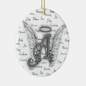 Angel Wings met positieve woorden Monogram A Keramisch Ornament (Rechts)