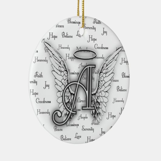 Angel Wings met positieve woorden Monogram A Keramisch Ornament (Rechts)