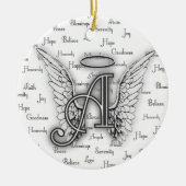 Angel Wings met positieve woorden Monogram A Keramisch Ornament (Voorkant)
