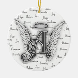Angel Wings met positieve woorden Monogram A Keramisch Ornament
