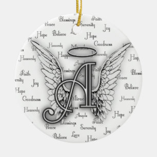 Angel Wings met positieve woorden Monogram A Keramisch Ornament