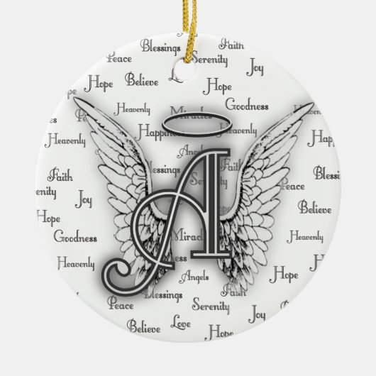 Angel Wings met positieve woorden Monogram A Keramisch Ornament (Voorkant)